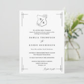 Floral Wedding Crest QR Code Foto Kaart (Staand voorkant)