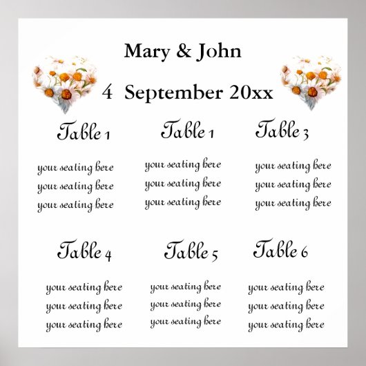 Floral Wedding "Daisy hararts"-zitje Poster (Voorkant)