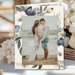 Floral Wedding Dank u 3 foto's Bedankkaart