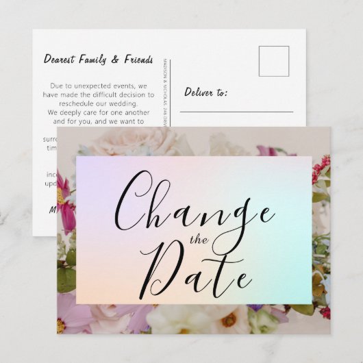 Floral Wedding De datum wijzigen De datum opslaan Briefkaart (Voorkant / Achterkant)