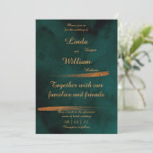 Floral Wedding Deep Zee Donkergroen en goud Feestdagenkaart (Staand voorkant)