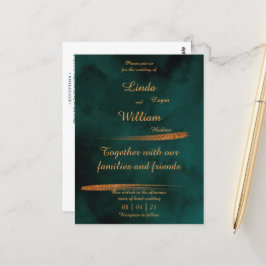 Floral Wedding Deep Zee Donkergroene Waterverf Briefkaart