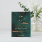 Floral Wedding Deep Zee Donkergroene Waterverf Briefkaart (Staand voorkant)