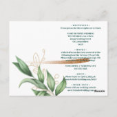 Floral Wedding Deep Zee Donkergroene Waterverf Briefkaart (Achterkant)