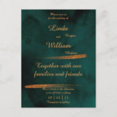 Floral Wedding Deep Zee Donkergroene Waterverf Briefkaart (Voorkant)