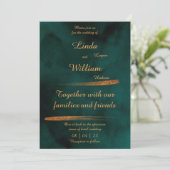 Floral Wedding Deep Zee Donkergroene Waterverf Kaart (Staand voorkant)