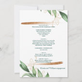 Floral Wedding Deep Zee Donkergroene Waterverf Kaart (Achterkant)