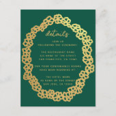Floral Wedding Details Emerald Green Gouden Krans Informatiekaartje (Voorkant)