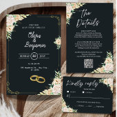  Floral Wedding Details Enclosure Card with QR Cod Informatiekaartje