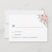 Floral Wedding door Blush Aqua Beachy Waterverf RSVP Kaartje (Achterkant)