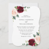 Floral Wedding door Blush & Burgundy Waterverf Kaart (Voorkant)