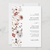 Floral Wedding door Blush Burgundy Waterverf Kaart (Voorkant)
