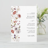 Floral Wedding door Blush Burgundy Waterverf Kaart (Staand voorkant)