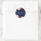 Floral Wedding door Bourgogne Blue Waterverf Ronde Sticker (Tas)