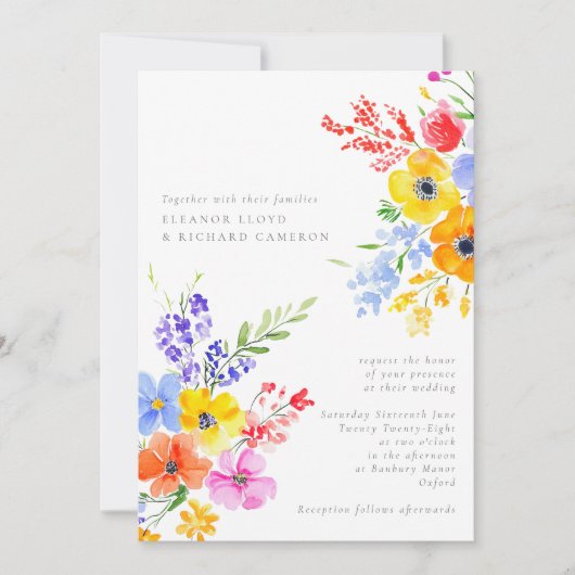 Floral Wedding door Bright en Vette Waterverf Kaart (Voorkant)