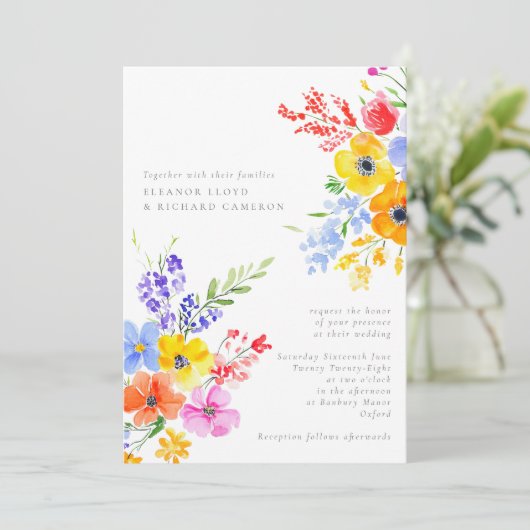 Floral Wedding door Bright en Vette Waterverf Kaart (Staand voorkant)
