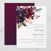 Floral Wedding door de Waterverf Burgundy Splendor Kaart (Voorkant / Achterkant)