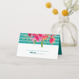 Floral Wedding door Turquoise Fuchsia Waterverf Plaatskaartje