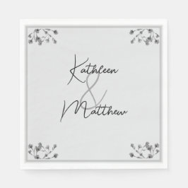 Floral Wedding door zacht grijze Waterverf Servet