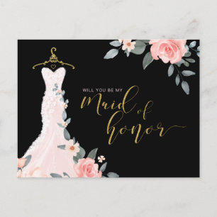 Floral Wedding Dress word je gek van eer. Uitnodiging Briefkaart