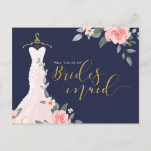 Floral Wedding Dress zal je een Bridesmaid zijn Uitnodiging Briefkaart