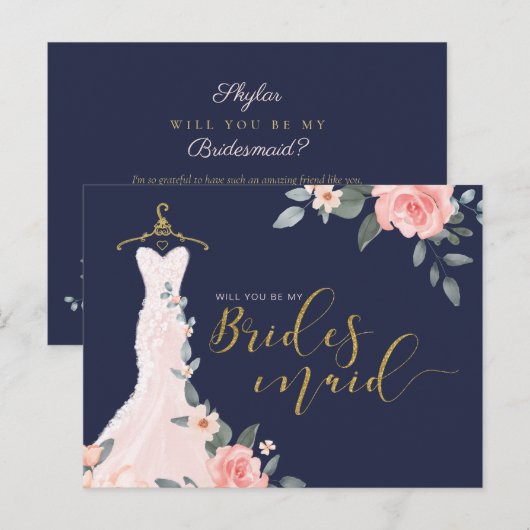 Floral Wedding Dress zal je een Bridesmaid zijn Uitnodiging Briefkaart (Voorkant / Achterkant)