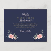 Floral Wedding Dress zal je een Bridesmaid zijn Uitnodiging Briefkaart (Achterkant)