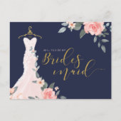 Floral Wedding Dress zal je een Bridesmaid zijn Uitnodiging Briefkaart (Voorkant)