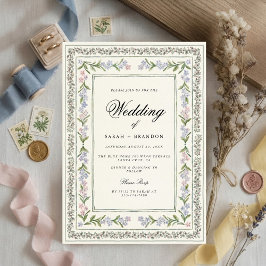 Floral Wedding Elegant Botanical Border Vintage Kaart