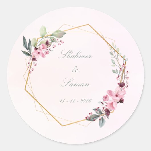 Floral wedding Envelop Seals wedding stickers (Voorkant)