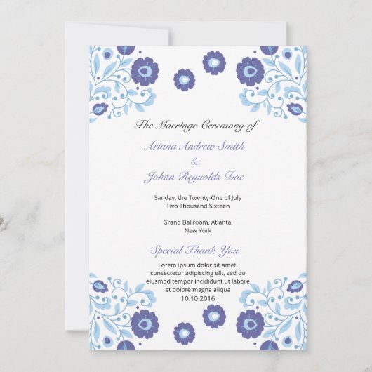 Floral Wedding Fan Programma Sjabloon (Voorkant)