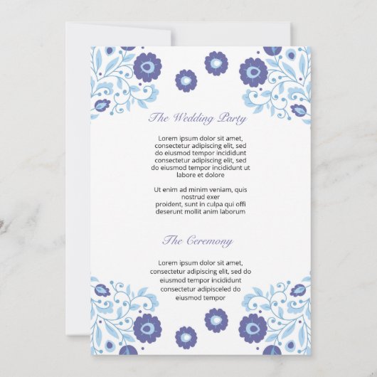 Floral Wedding Fan Programma Sjabloon (Achterkant)