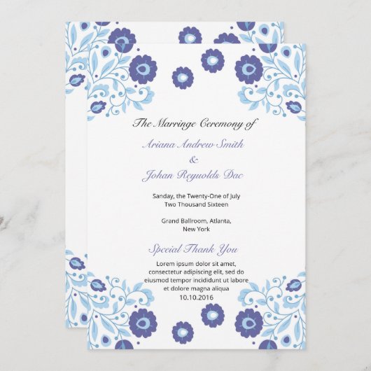 Floral Wedding Fan Programma Sjabloon (Voorkant / Achterkant)