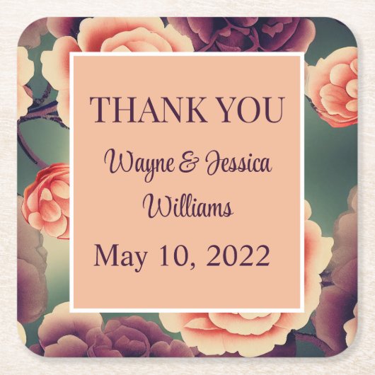 Floral Wedding Favor/Bedankt Kartonnen Onderzetters (Voorkant)