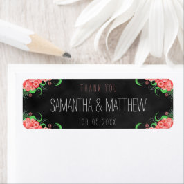 Floral Wedding Favor Labels in het zwarte Roze Cha