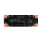 Floral Wedding Favor Labels in het zwarte Roze Cha (Voorkant)