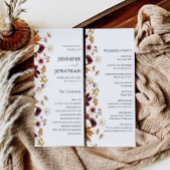 Floral Wedding Flat Programme van de Herfst Burgun Programmakaart