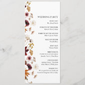 Floral Wedding Flat Programme van de Herfst Burgun Programmakaart (Achterkant)