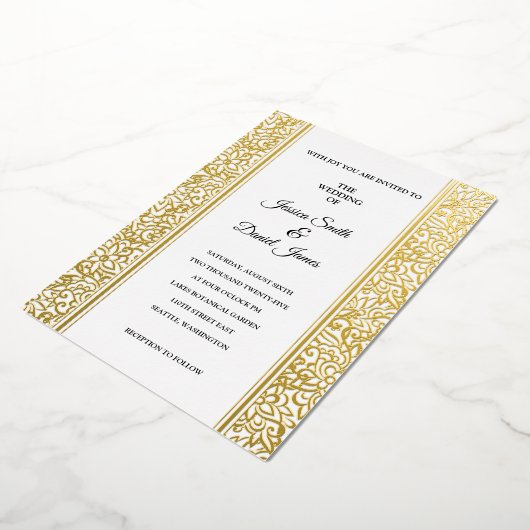 Floral Wedding Folie Uitnodiging (Gedraaid)