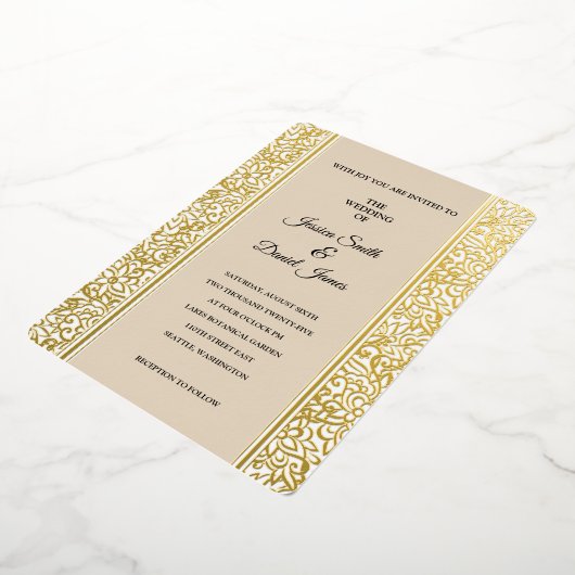 Floral Wedding Folie Uitnodiging (Gedraaid)