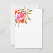 Floral Wedding Foto van de roze en Oranje Waterver Bedankkaart (Achterkant)