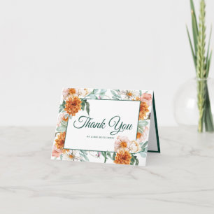 Floral Wedding Foto van Elegant Script Waterverf Bedankkaart