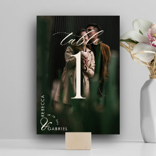 Floral Wedding Foto van Elegant Script Waterverf Kaart