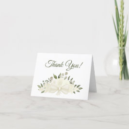 Floral Wedding Foto van Elegant White Waterverf Bedankkaart