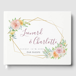 Floral Wedding Gasten Boek Keepsake Gold lijst