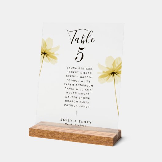 Floral Wedding Gastennamen Tafelnummer Frosted Acryl Bord (Hoek)