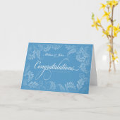 Floral Wedding Gefeliciteerd Kaart (blauw) (Gele Bloem)
