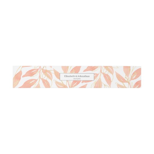 Floral Wedding Gold Peach Waterverf Uitnodigingen Wikkel (Vlak)