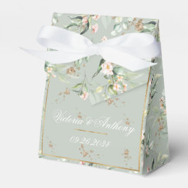 Floral Wedding Gold Sage Green Waterverf Bedankdoosjes