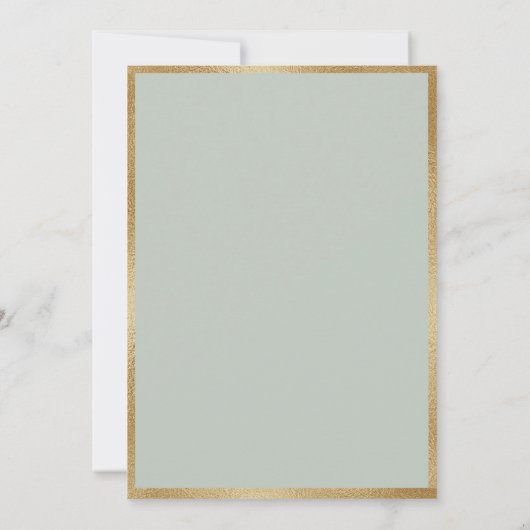 Floral Wedding Gold Sage Green Waterverf Kaart (Achterkant)
